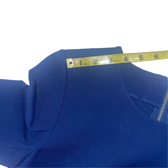 J.Crew Midnightl Blue Pencil Structured Knit Zipper Detail Scuba Mini Dress Sz 6 - Picture 11 of 15